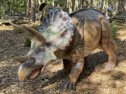 Triceratops statue in the Oertijdwoud forest of the Oertijdmuseum