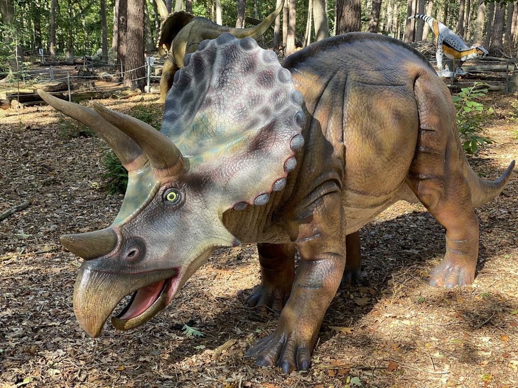 Triceratops statue in the Oertijdwoud forest of the Oertijdmuseum