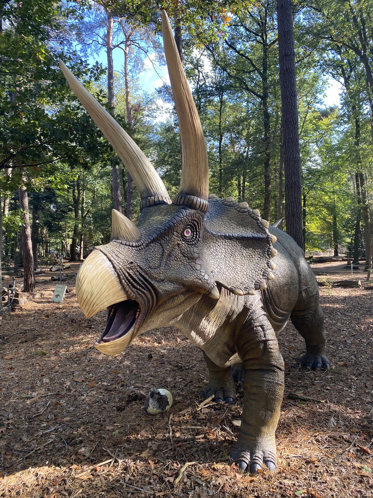 Triceratops statue in the Oertijdwoud forest of the Oertijdmuseum