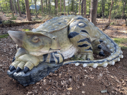 Ankylosaurus statue in the Oertijdwoud forest of the Oertijdmuseum