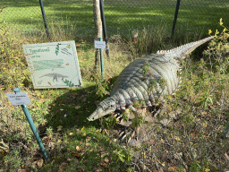 Typothorax statue in the Garden of the Oertijdmuseum, with explanation