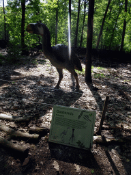Statue of a Gastornis in the Oertijdwoud forest of the Oertijdmuseum, with explanation