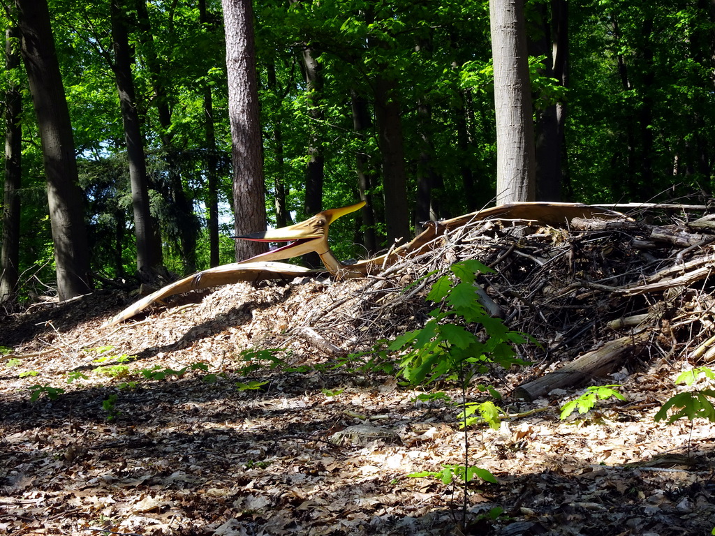 Statue of a Pteranodon in the Oertijdwoud forest of the Oertijdmuseum