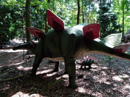 Statues of Stegosauruses in the Oertijdwoud forest of the Oertijdmuseum