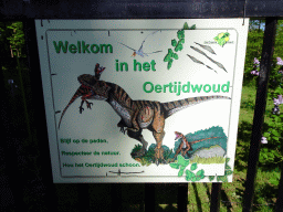 Sign at the entrance of the Oertijdwoud forest of the Oertijdmuseum