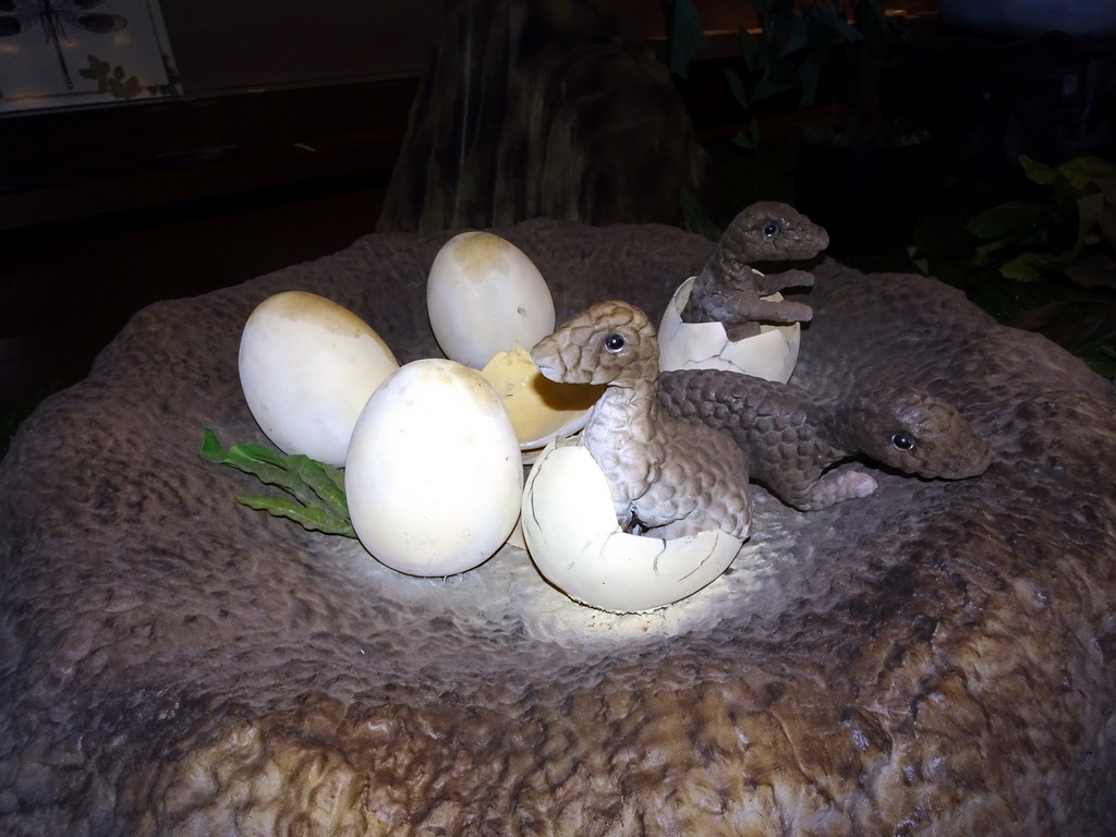 Statues of Maiasaura eggs at the Lower Floor of the Museum Building of the Oertijdmuseum