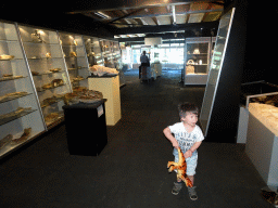 Max with a dinosaur toy at the Upper Floor of the Museum Building of the Oertijdmuseum