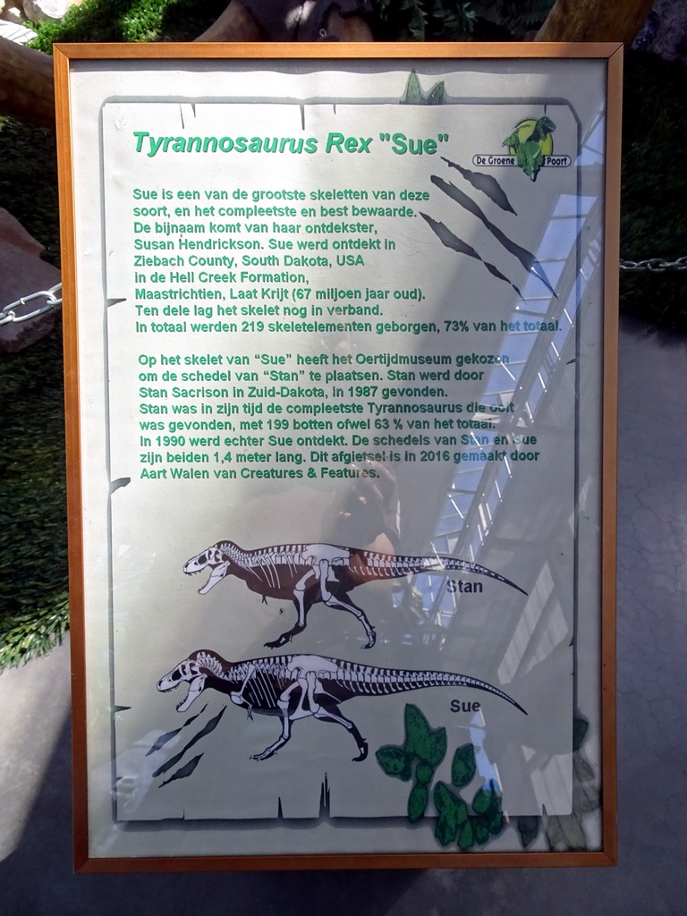 Explanation on the Tyrannosaurus Rex `Sue` at the Lower Floor of the Dinohal building of the Oertijdmuseum