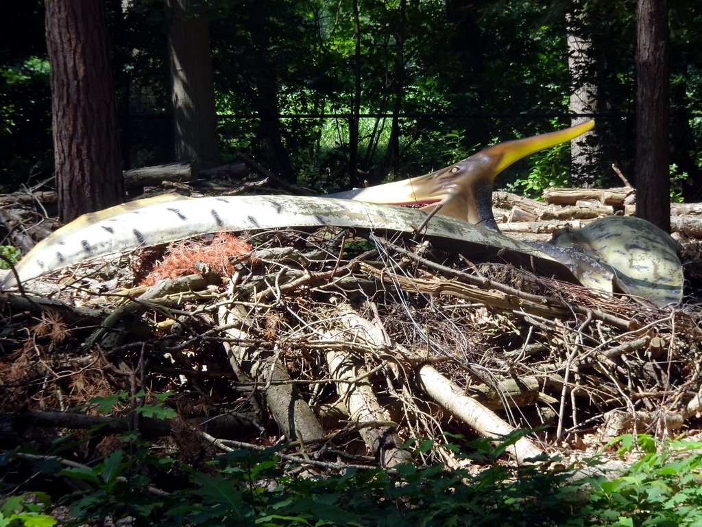 Statue of a Pteranodon in the Oertijdwoud forest of the Oertijdmuseum