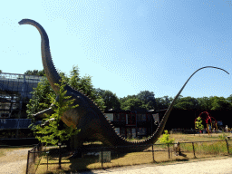 Statue of a Diplodocus in the Garden of the Oertijdmuseum, with explanation