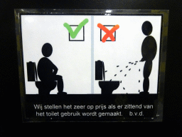 Sign at the toilet at the Lower Floor of the Museum building of the Oertijdmuseum