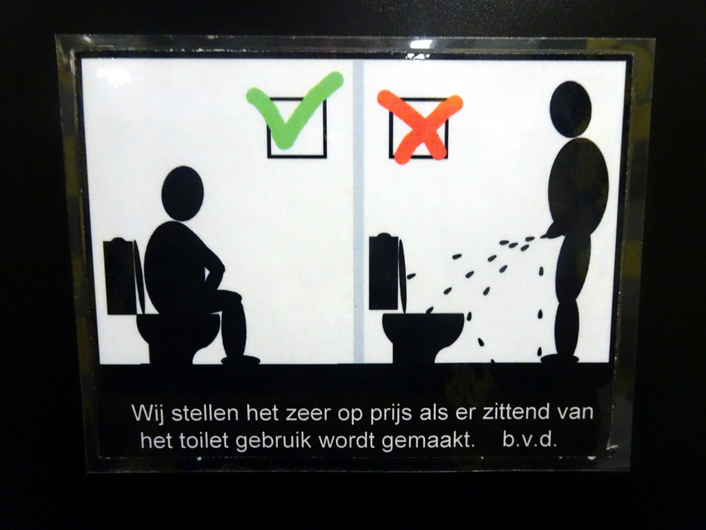 Sign at the toilet at the Lower Floor of the Museum building of the Oertijdmuseum