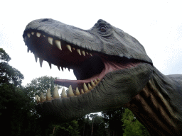 Statue of a Tyrannosaurus Rex at the entrance to the Oertijdmuseum at the Bosscheweg street