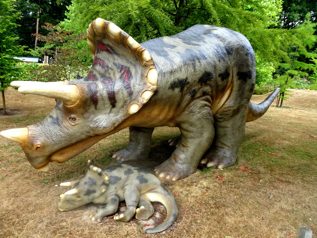 Statues of Triceratopses in the Garden of the Oertijdmuseum