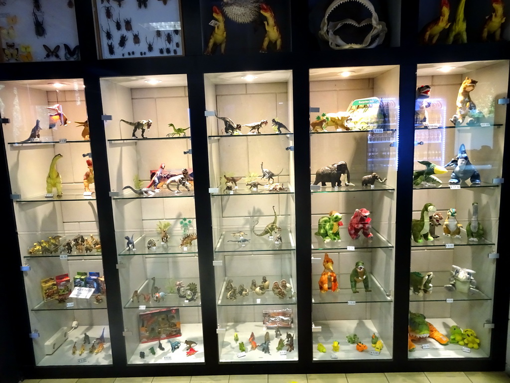 Dinosaur toys in the shop at the Lower Floor of the Museum building of the Oertijdmuseum