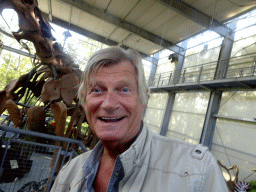 Tim`s father at the Middle Floor of the Dinohal building of the Oertijdmuseum