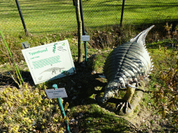 Statue of a Typothorax in the Garden of the Oertijdmuseum, with explanation