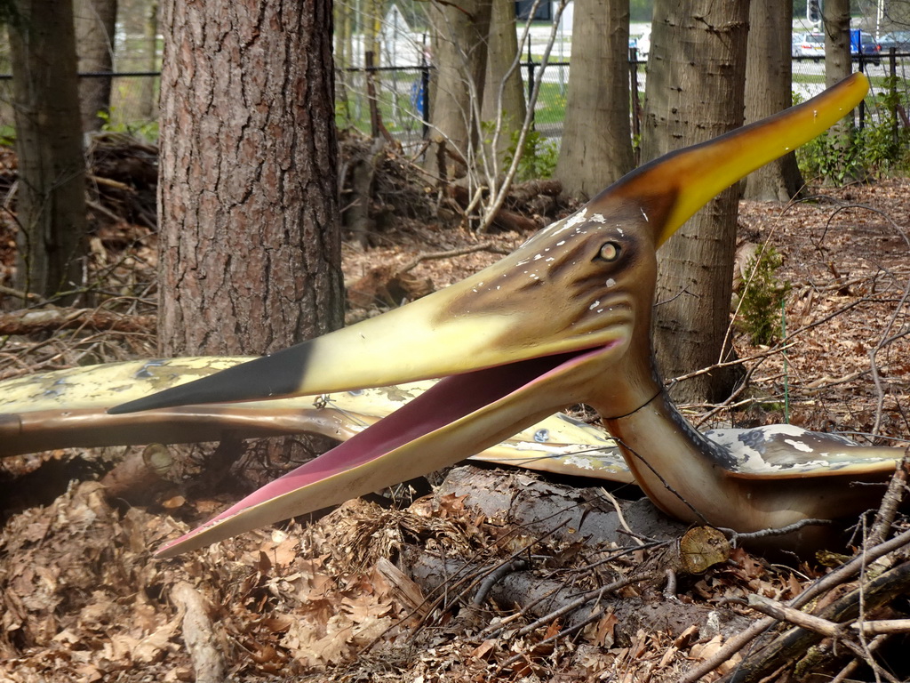 Statue of a Pteranodon in the Oertijdwoud forest of the Oertijdmuseum