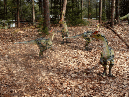 Statues of Dilongs at the Oertijdwoud forest of the Oertijdmuseum