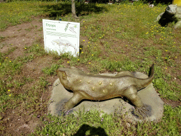 Statue of an Eryops in the Garden of the Oertijdmuseum, with explanation