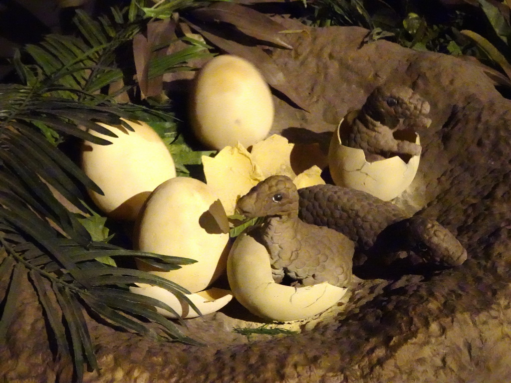 Statues of Maiasaura eggs at the Upper Floor of the Museum Building of the Oertijdmuseum