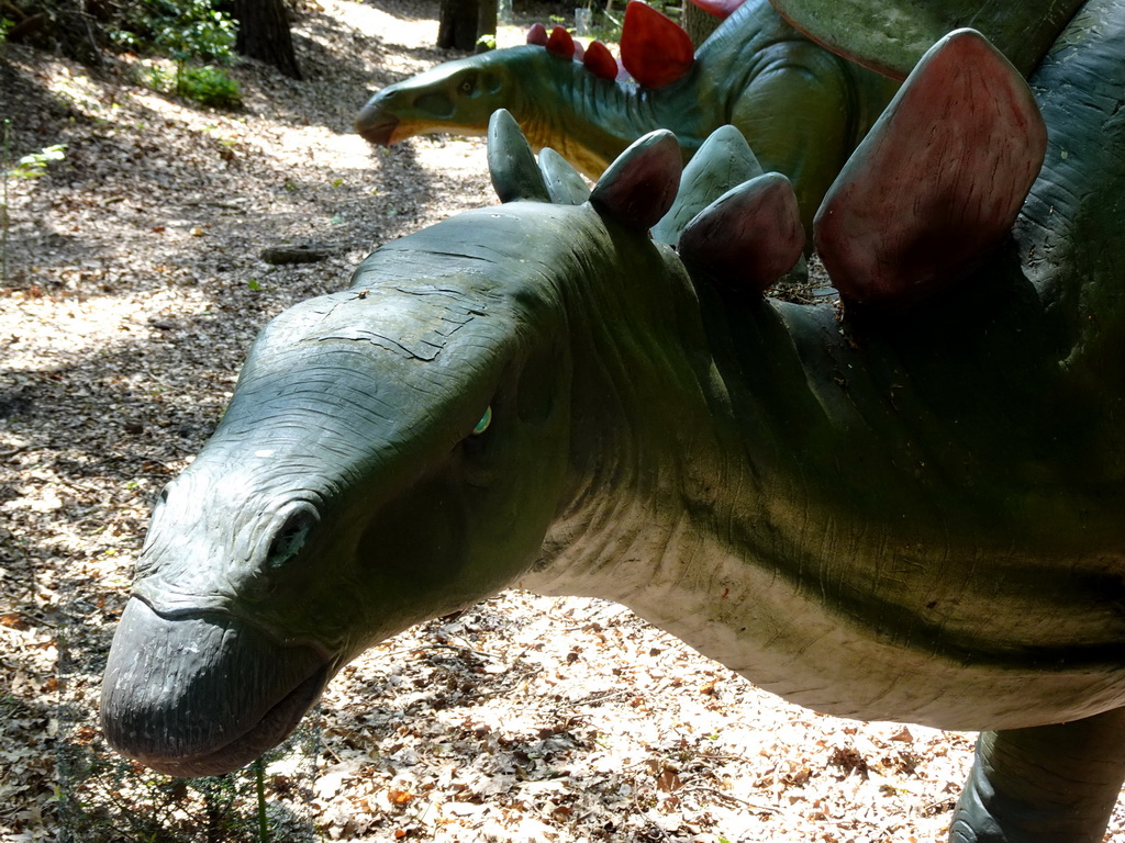 Statue of a Stegosaurus in the Oertijdwoud forest of the Oertijdmuseum