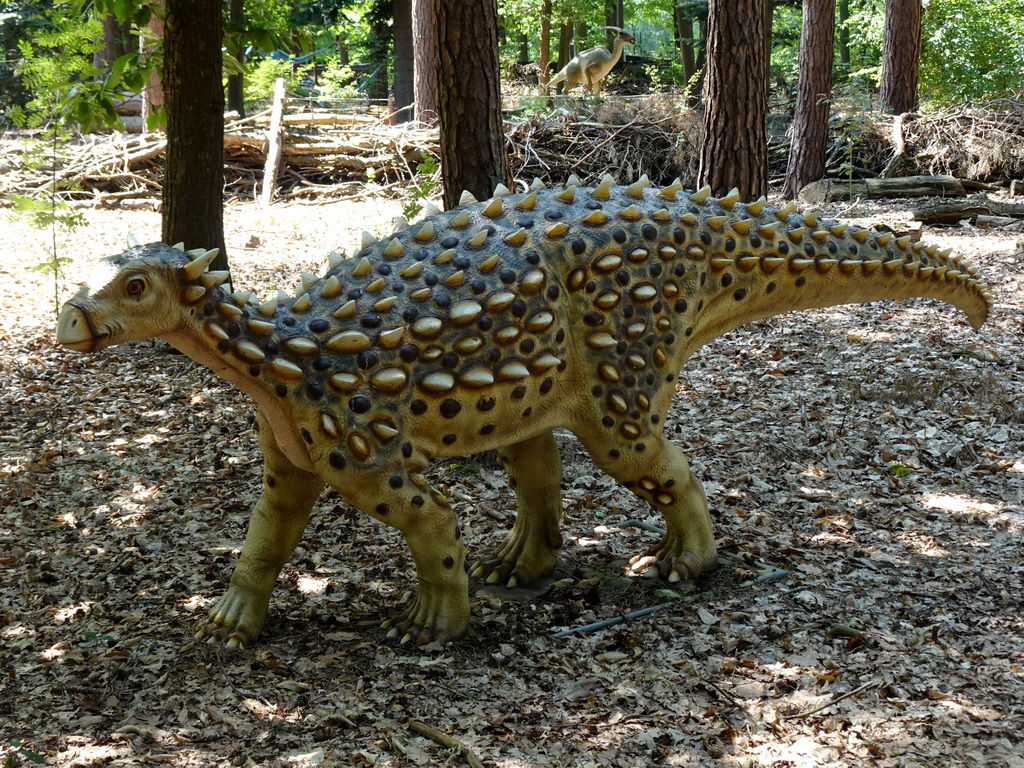 Statue of a Scelidosaurus in the Oertijdwoud forest of the Oertijdmuseum