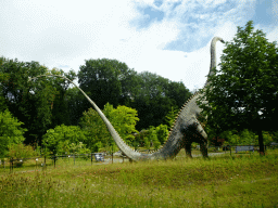 Statue of a Diplodocus in the Garden of the Oertijdmuseum, viewed from the walkway from the the Lower Floor to the Upper Floor of the Museum Building