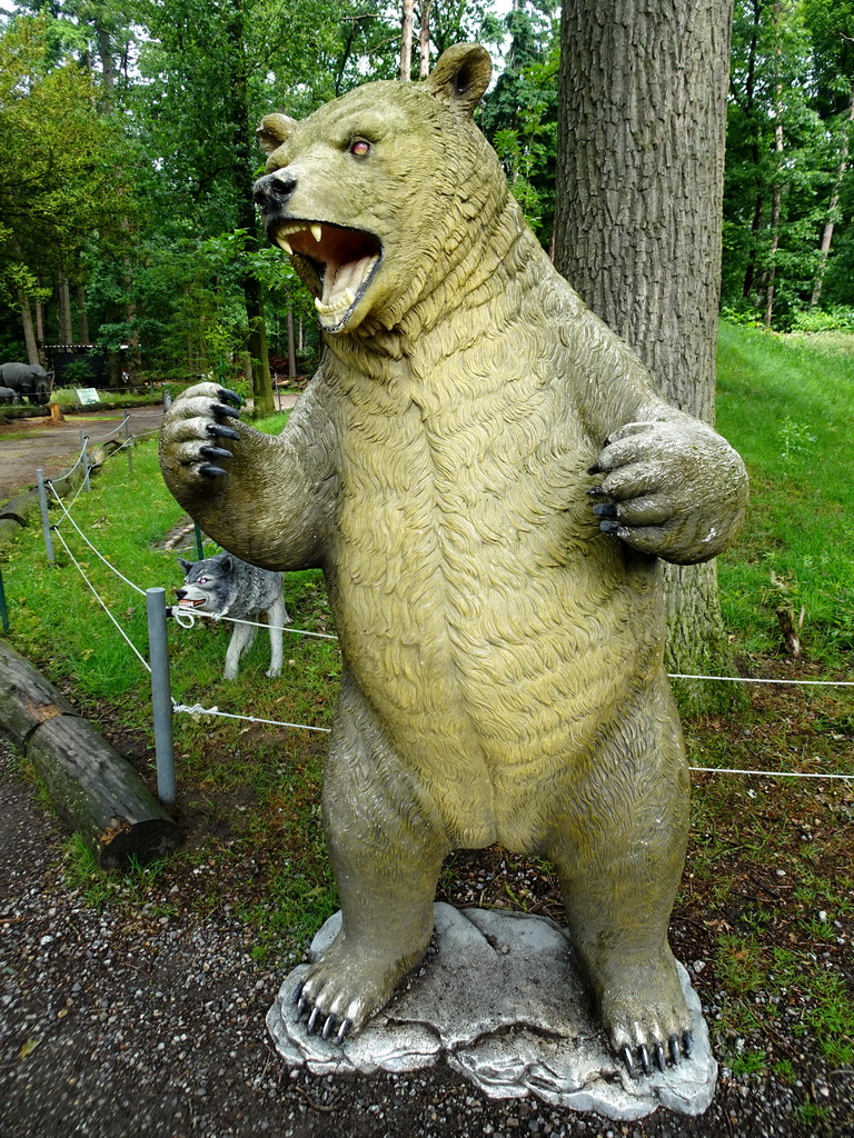 Statue of a Cave Bear in the Oertijdwoud forest of the Oertijdmuseum