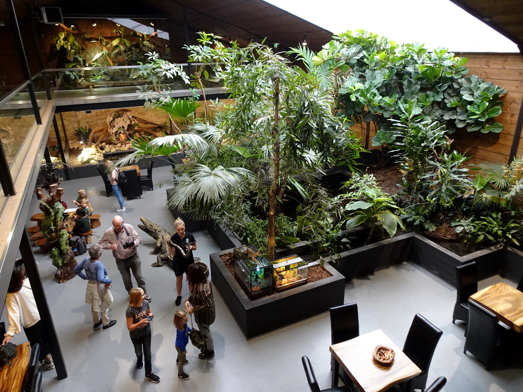 Interior of the lower floor of the Reptielenhuis De Aarde zoo, viewed from the upper floor