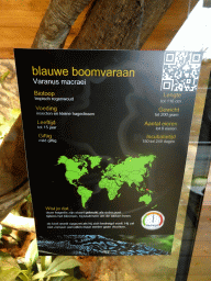 Explanation on the Blue-spotted Tree Monitor at the upper floor of the Reptielenhuis De Aarde zoo