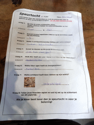 Questions and answers on the paper of the scavenger hunt at the Reptielenhuis De Aarde zoo