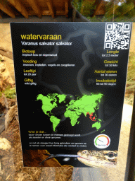 Explanation on the Asian Water Monitor at the lower floor of the Reptielenhuis De Aarde zoo