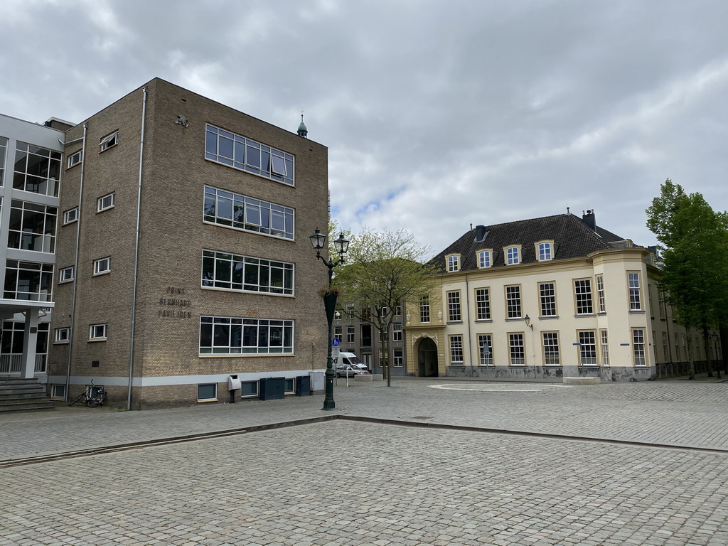 Front of the Prince Bernhard Pavilion and another building at the Kasteelplein square