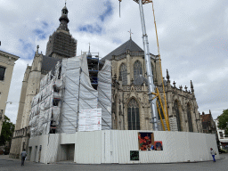 Southeast side of the Grote Kerk church at the Grote Markt square, under renovation