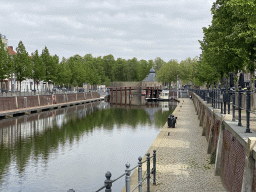 Tour boat in the Haven canal and the Spanjaardsgat gate, viewed from the southwest side