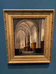 Painting `Interior of the Grote Kerk church` by Bernardus van de Laar at the `De Collectie - 450 jaar kunst en geschiedenis` exhibition in Room 1 at the Ground Floor of the Stedelijk Museum Breda