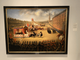 Painting `Parade at the 25-year anniversary of the Royal Military Academy` by Reinhardt Willem Kleijn at the `De Collectie - 450 jaar kunst en geschiedenis` exhibition in Room 1 at the Ground Floor of the Stedelijk Museum Breda, with explanation