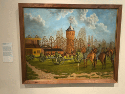 Painting `Exercise field artillery at exercise terrain Chassékazerne in Breda` by Petrus Schalk at the `De Collectie - 450 jaar kunst en geschiedenis` exhibition in Room 2 at the Ground Floor of the Stedelijk Museum Breda, with explanation