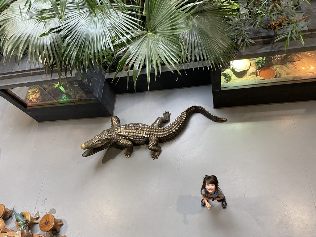 Max at the lower floor of the Reptielenhuis De Aarde zoo, viewed from the upper floor