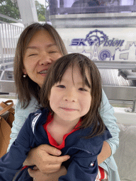 Miaomiao and Max in our capsule at the Smakenrad ferris wheel at the Chasséveld square