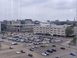 The Chasséveld square with the Stadskantoor building, the Chassé Theater, the Holland Casino Breda and the tower of the St. Antonius Cathedral, viewed from the Smakenrad ferris wheel