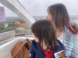 Miaomiao and Max in our capsule at the Smakenrad ferris wheel at the Chasséveld square