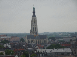 The city center with the Grote Kerk church, viewed from the Smakenrad ferris wheel at the Chasséveld square