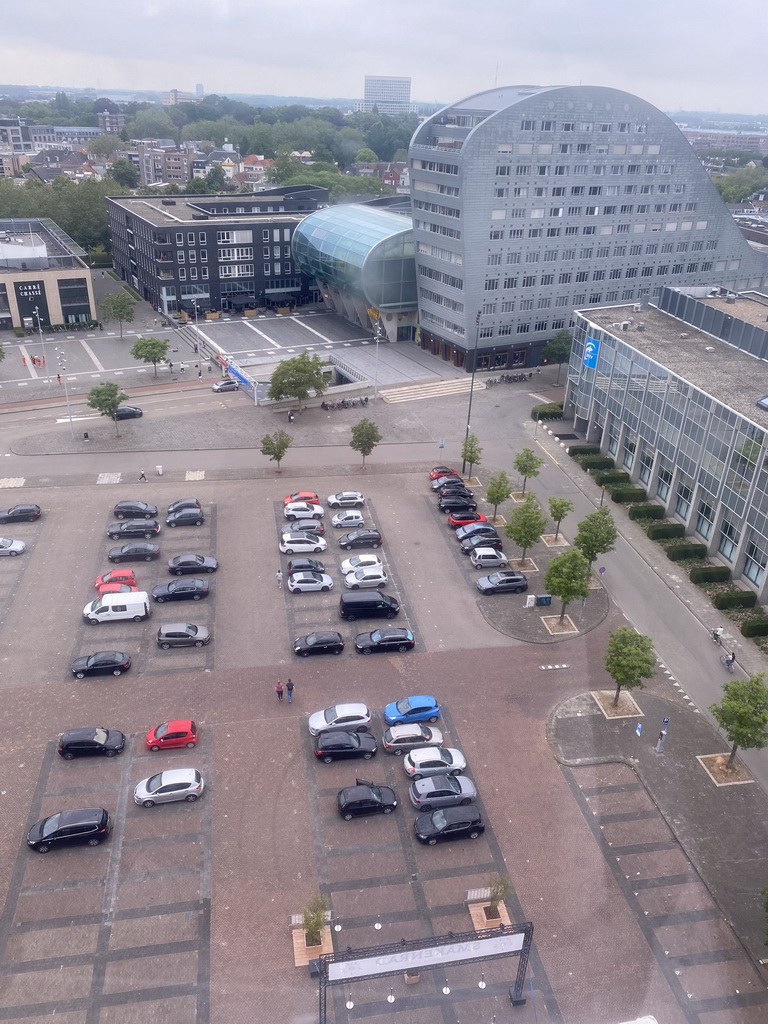 The Chasséveld square with the Turfschip building and the Breda Courthouse, viewed from the Smakenrad ferris wheel