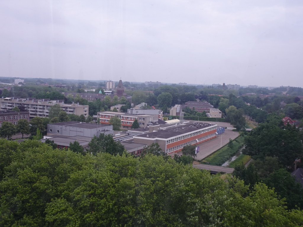 The Revant building at the Brabantlaan street and the Breda University of Applied Sciences campus, viewed from the Smakenrad ferris wheel at the Chasséveld square