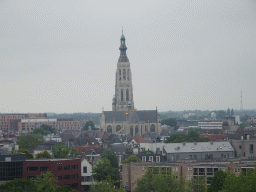 The city center with the Grote Kerk church, viewed from the Smakenrad ferris wheel at the Chasséveld square