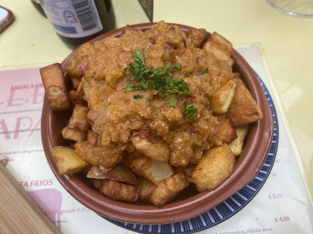 `Patatas Bravas` at the terrace of the FEBO Tapas restaurant