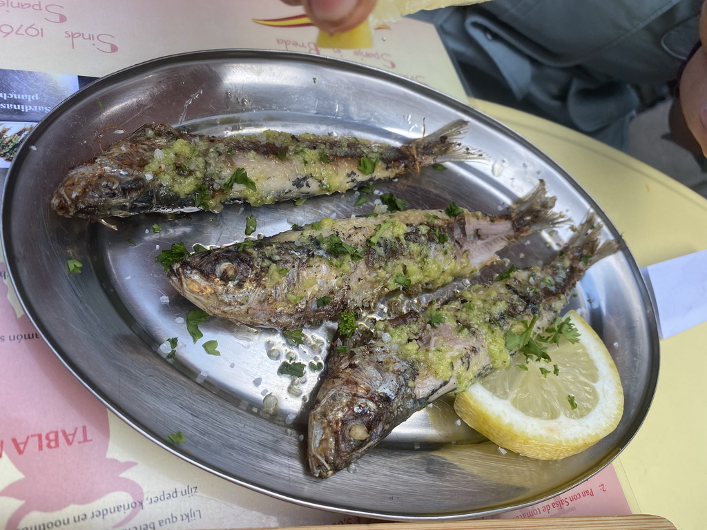 `Sardinas a la Plancha` at the terrace of the FEBO Tapas restaurant