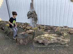 Max with dinosaur toys at the garden of the Reptielenhuis De Aarde zoo at the Aardenhoek street
